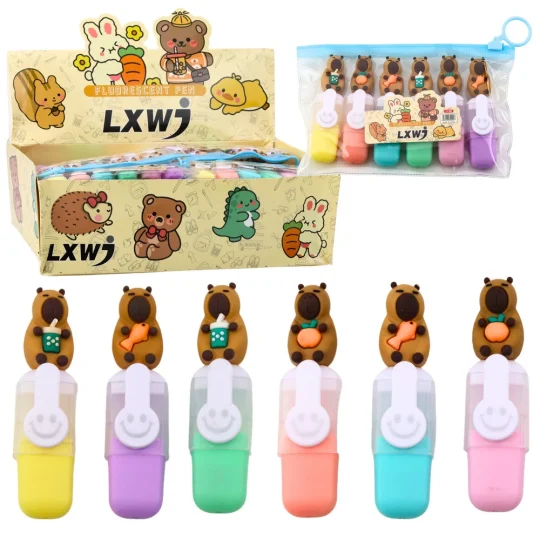 Mini Markeri Capybara Pastelni 6 Kom U Kutiji 1