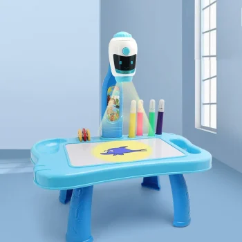 Mini Projektor Robotski Stol 2u1, Plavi, S Priborom Za Crtanje 4