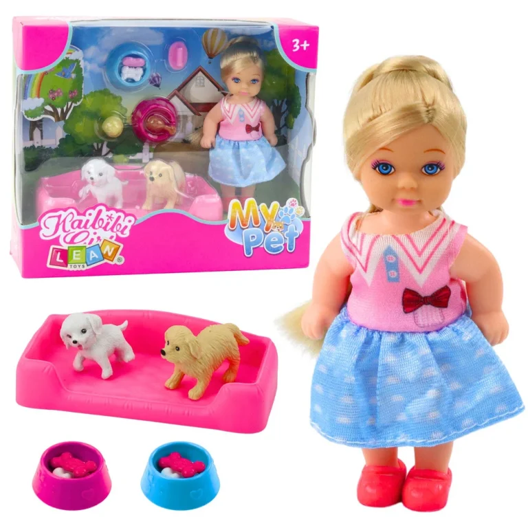 Mini Set: Lutka S Dva Psa, Krevetom I Zdjelicama 1