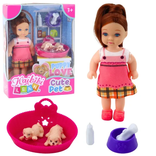 Mini Set: Lutka S Dva štenca, Krevetom I Bočicom 1