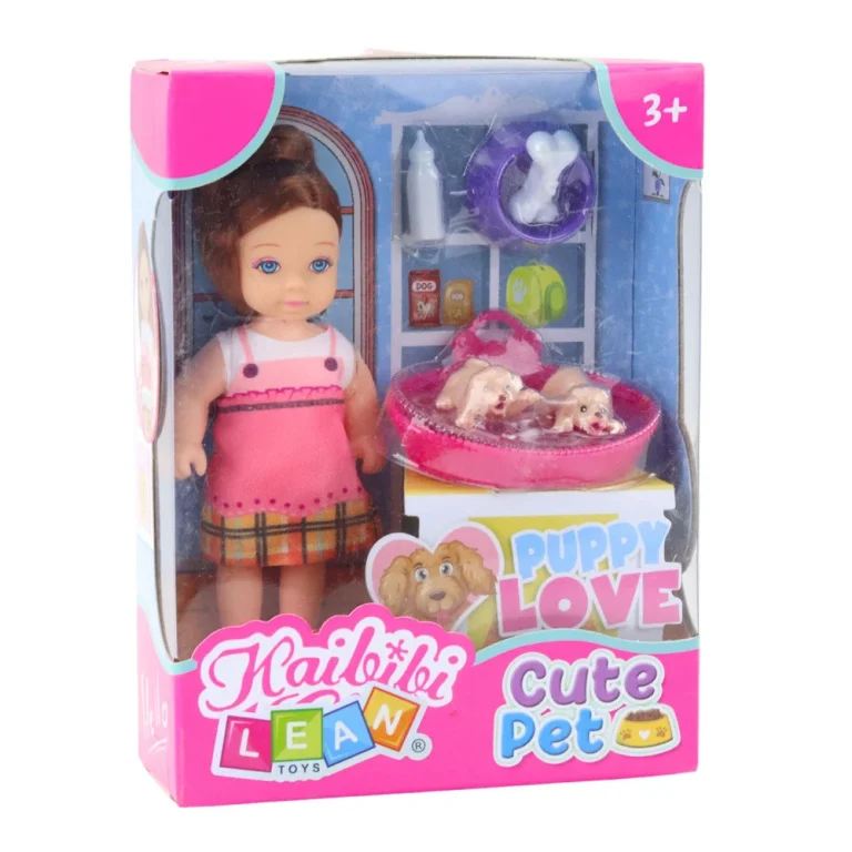 Mini Set: Lutka S Dva štenca, Krevetom I Bočicom 4