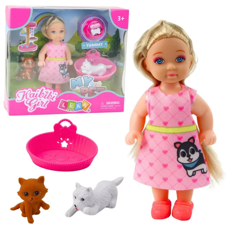 Mini Set: Lutka Sa Psom I Mačićem, Krevetom I Zdjelicom 1