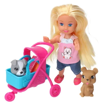 Mini Set Lutke S Kolica, Nosačem Za Pse I 2 Psa 3