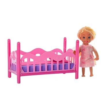 Mini Set Lutke S Ružičastim Krevetićem, Lutka 11 Cm 2