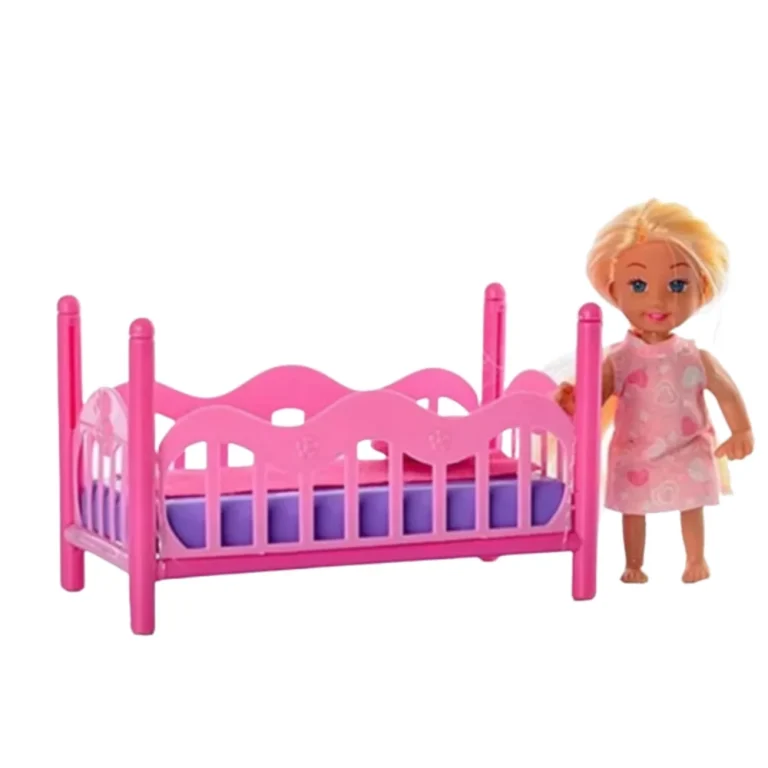 Mini Set Lutke S Ružičastim Krevetićem, Lutka 11 Cm 2