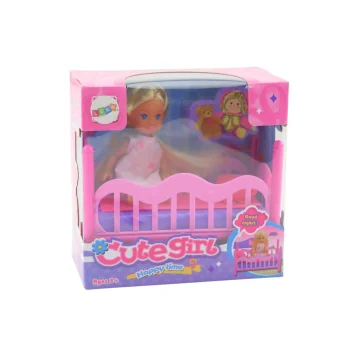 Mini Set Lutke S Ružičastim Krevetićem, Lutka 11 Cm 3