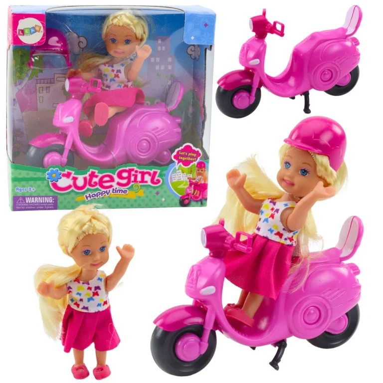 Mini Set Lutke S Ružičastim Romobilom I Kacigom 1