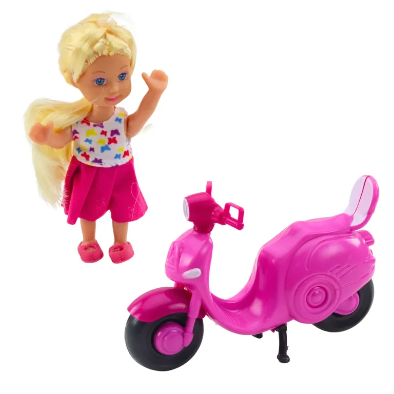 Mini Set Lutke S Ružičastim Romobilom I Kacigom 3