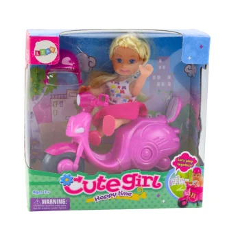 Mini Set Lutke S Ružičastim Romobilom I Kacigom 4