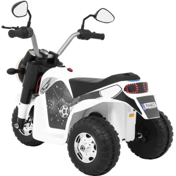 Minibike Baterijski Motor Za Djecu Bijeli + Zvukovi + Led Svjetla + Eko Koža, Bijela Motor Na Akumulator 5