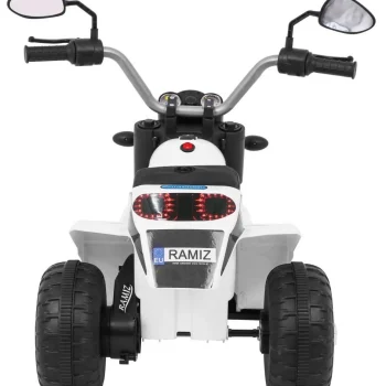 Minibike Baterijski Motor Za Djecu Bijeli + Zvukovi + Led Svjetla + Eko Koža, Bijela Motor Na Akumulator 6