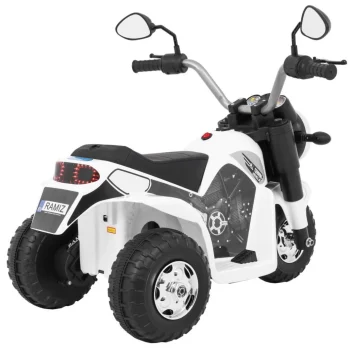 Minibike Baterijski Motor Za Djecu Bijeli + Zvukovi + Led Svjetla + Eko Koža, Bijela Motor Na Akumulator 8