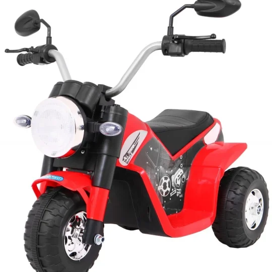 Minibike Baterijski Motor Za Djecu Crveni + Zvukovi + Led Svjetla + Eko Koža, Crvena Motor Na Akumulator 1