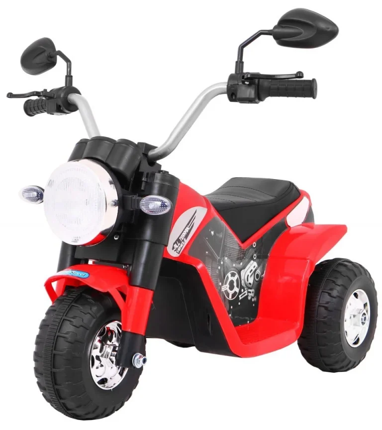 Minibike Baterijski Motor Za Djecu Crveni + Zvukovi + Led Svjetla + Eko Koža, Crvena Motor Na Akumulator 1