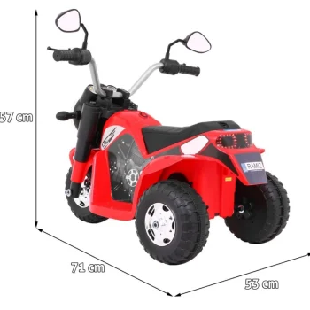 Minibike Baterijski Motor Za Djecu Crveni + Zvukovi + Led Svjetla + Eko Koža, Crvena Motor Na Akumulator 2