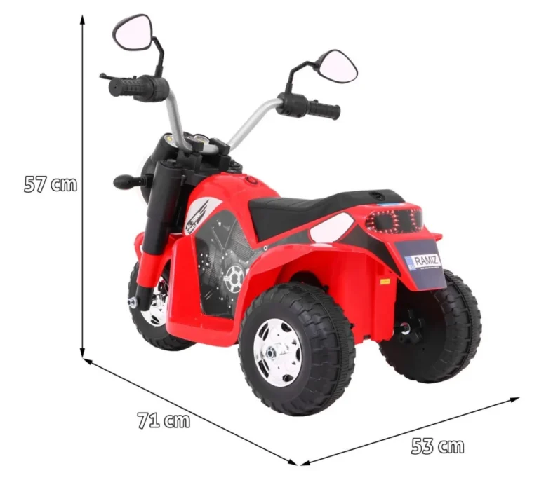 Minibike Baterijski Motor Za Djecu Crveni + Zvukovi + Led Svjetla + Eko Koža, Crvena Motor Na Akumulator 2