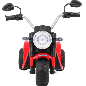 Minibike Baterijski Motor Za Djecu Crveni + Zvukovi + Led Svjetla + Eko Koža, Crvena Motor Na Akumulator 3