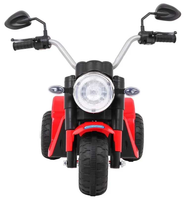Minibike Baterijski Motor Za Djecu Crveni + Zvukovi + Led Svjetla + Eko Koža, Crvena Motor Na Akumulator 3
