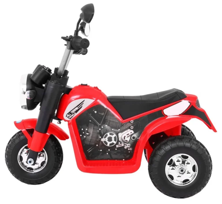 Minibike Baterijski Motor Za Djecu Crveni + Zvukovi + Led Svjetla + Eko Koža, Crvena Motor Na Akumulator 4