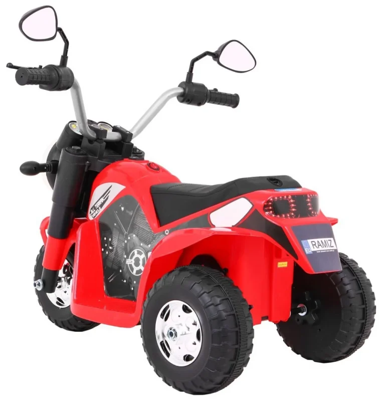 Minibike Baterijski Motor Za Djecu Crveni + Zvukovi + Led Svjetla + Eko Koža, Crvena Motor Na Akumulator 5
