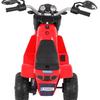 Minibike Baterijski Motor Za Djecu Crveni + Zvukovi + Led Svjetla + Eko Koža, Crvena Motor Na Akumulator 6