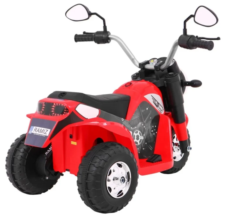 Minibike Baterijski Motor Za Djecu Crveni + Zvukovi + Led Svjetla + Eko Koža, Crvena Motor Na Akumulator 7