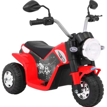 Minibike Baterijski Motor Za Djecu Crveni + Zvukovi + Led Svjetla + Eko Koža, Crvena Motor Na Akumulator 8