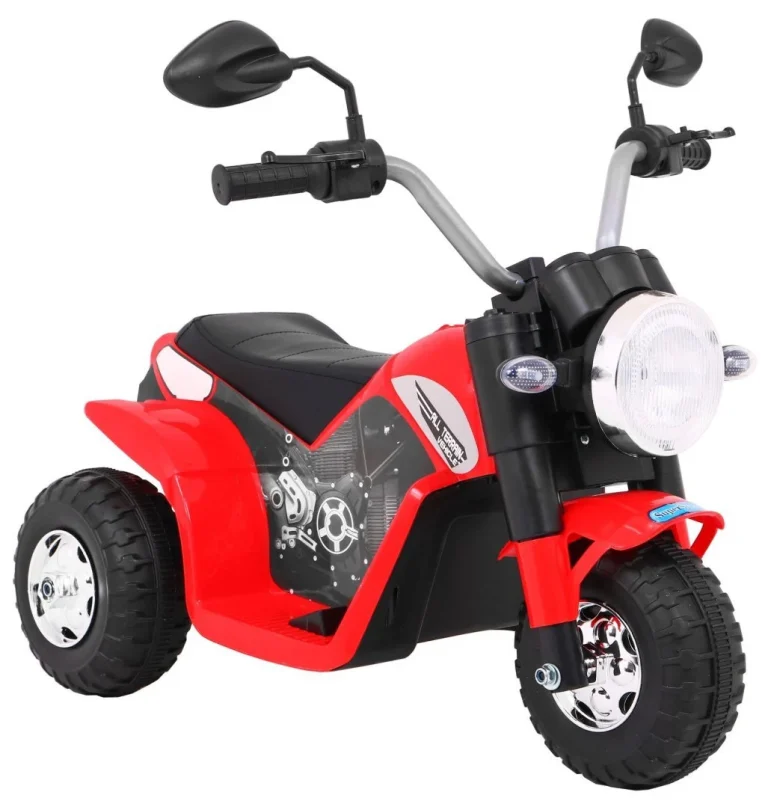 Minibike Baterijski Motor Za Djecu Crveni + Zvukovi + Led Svjetla + Eko Koža, Crvena Motor Na Akumulator 8