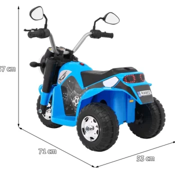 Minibike Baterijski Motor Za Djecu Plavi + Zvukovi + Led Svjetla + Eko Koža, Plava Motor Na Akumulator 2