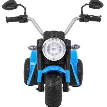 Minibike Baterijski Motor Za Djecu Plavi + Zvukovi + Led Svjetla + Eko Koža, Plava Motor Na Akumulator 3