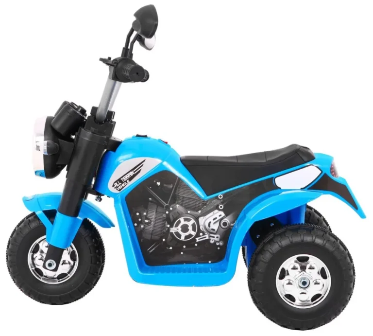 Minibike Baterijski Motor Za Djecu Plavi + Zvukovi + Led Svjetla + Eko Koža, Plava Motor Na Akumulator 4