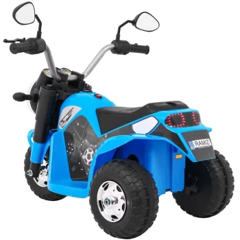 Minibike Baterijski Motor Za Djecu Plavi + Zvukovi + Led Svjetla + Eko Koža, Plava Motor Na Akumulator 5