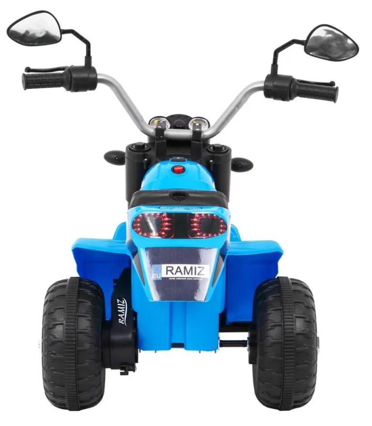 Minibike Baterijski Motor Za Djecu Plavi + Zvukovi + Led Svjetla + Eko Koža, Plava Motor Na Akumulator 6