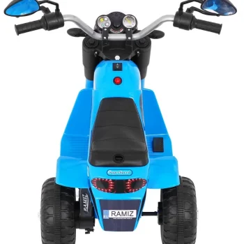 Minibike Baterijski Motor Za Djecu Plavi + Zvukovi + Led Svjetla + Eko Koža, Plava Motor Na Akumulator 7