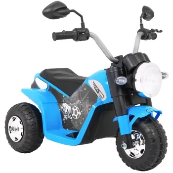 Minibike Baterijski Motor Za Djecu Plavi + Zvukovi + Led Svjetla + Eko Koža, Plava Motor Na Akumulator 9