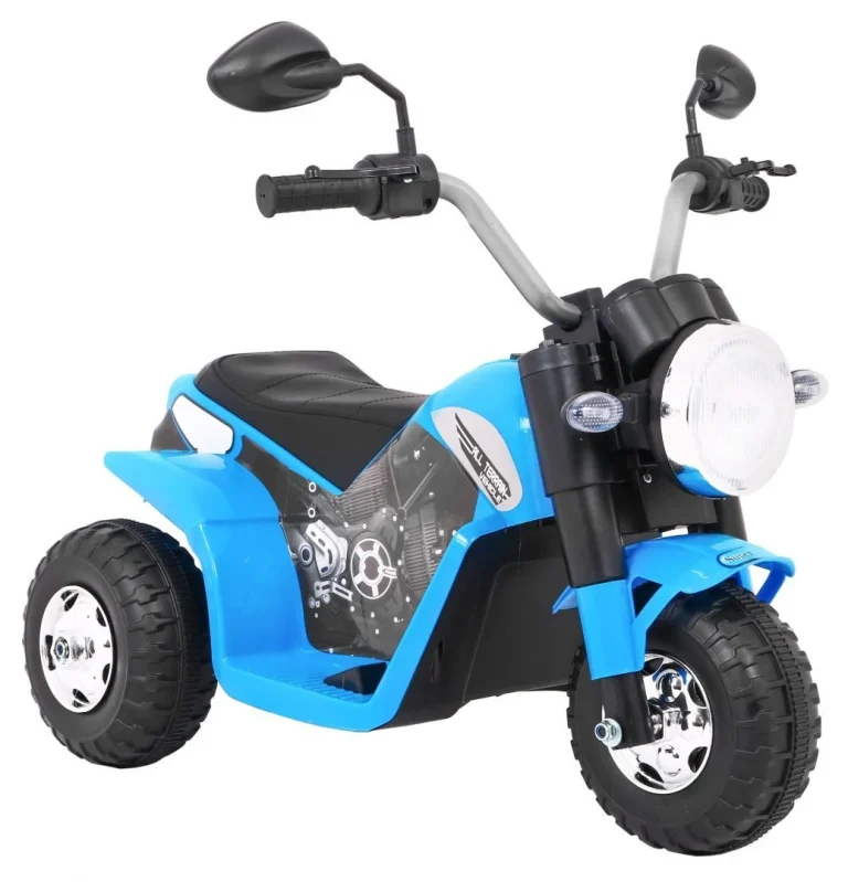 Minibike Baterijski Motor Za Djecu Plavi + Zvukovi + Led Svjetla + Eko Koža, Plava Motor Na Akumulator 9