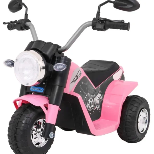 Minibike Baterijski Motor Za Djecu Roza + Zvukovi + Led Svjetla + Eko Koža Motor Na Akumulator 1