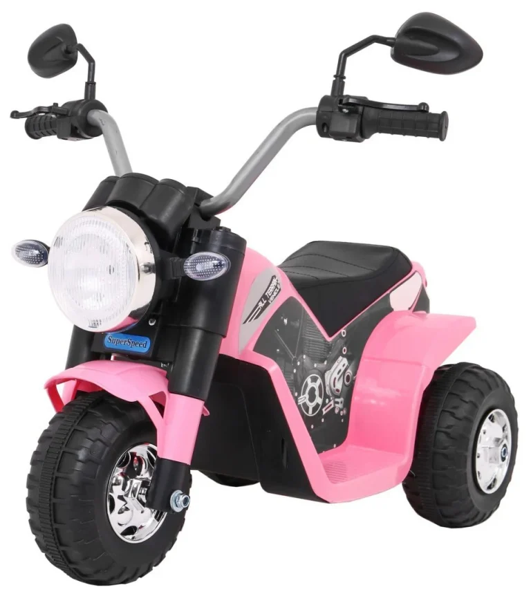 Minibike Baterijski Motor Za Djecu Roza + Zvukovi + Led Svjetla + Eko Koža Motor Na Akumulator 1