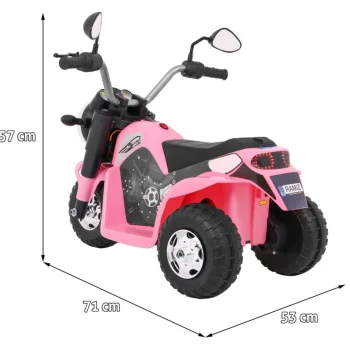 Minibike Baterijski Motor Za Djecu Roza + Zvukovi + Led Svjetla + Eko Koža Motor Na Akumulator 2