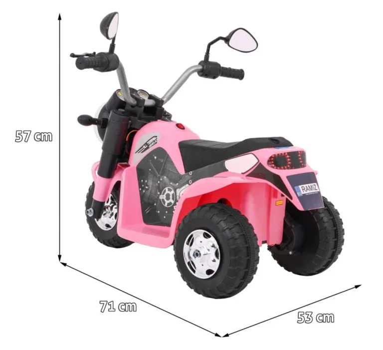 Minibike Baterijski Motor Za Djecu Roza + Zvukovi + Led Svjetla + Eko Koža Motor Na Akumulator 2