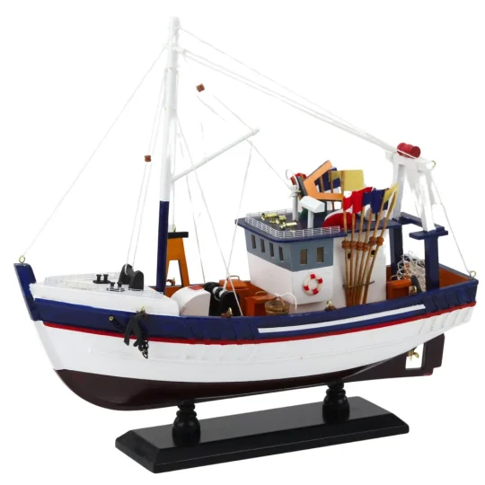 Model Ribarskog Broda S Opremom Plavo Bijeli 37 × 34 Cm 1