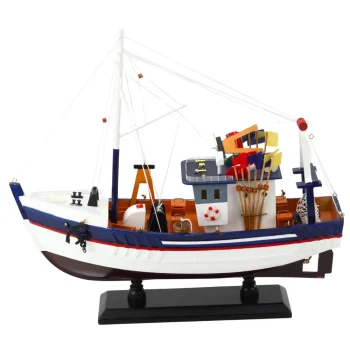 Model Ribarskog Broda S Opremom Plavo Bijeli 37 × 34 Cm 2