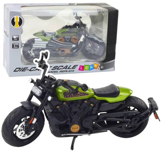 Motocikl Chopper Metalna Svjetla Zvukovi Crno Zeleni Elementi 1:12 1