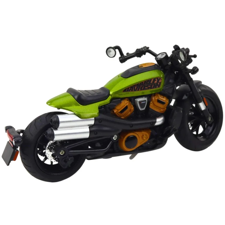 Motocikl Chopper Metalna Svjetla Zvukovi Crno Zeleni Elementi 1:12 3