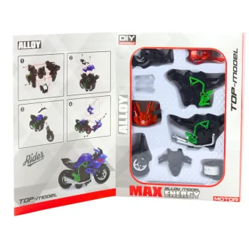 Motocikl Za Sastavljanje Od Metalnih Vijaka 1:14 Diy Narančasto Zelena 3