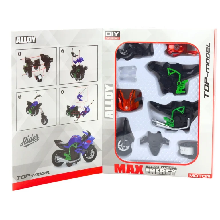 Motocikl Za Sastavljanje Od Metalnih Vijaka 1:14 Diy Narančasto Zelena 3