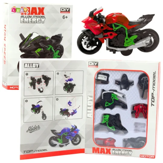 Motocikl Za Sastavljanje Od Metalnih Vijaka 1:14 Diy Zeleno Crveno 1