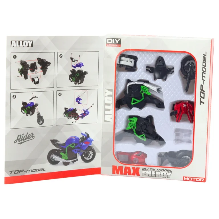 Motocikl Za Sastavljanje Od Metalnih Vijaka 1:14 Diy Zeleno Crveno 3