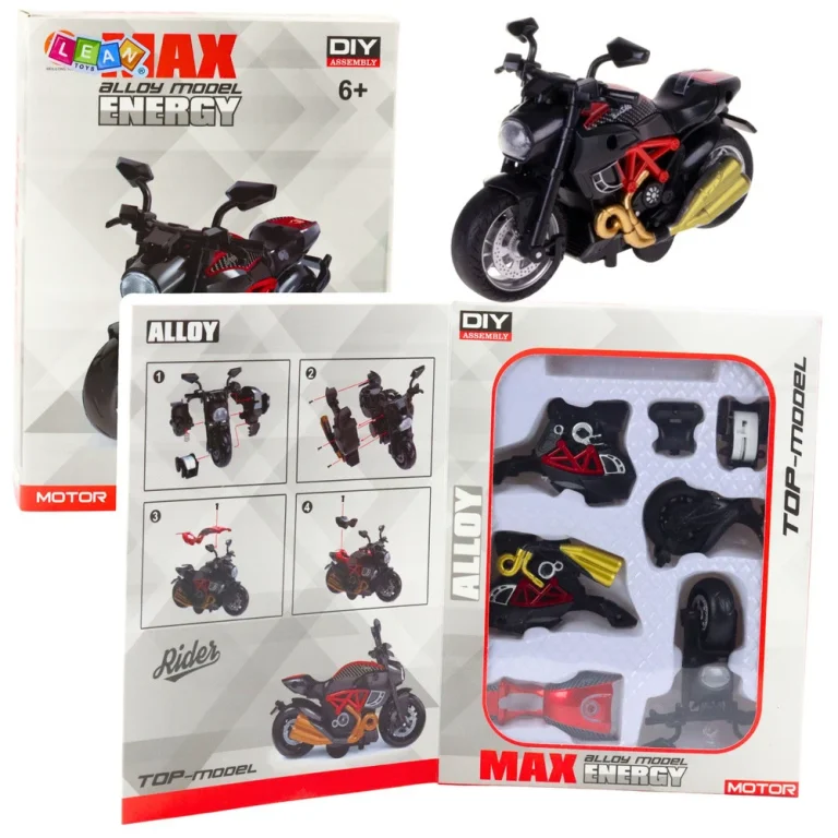 Motocikl Za Sastavljanje Od Uvijajućeg Metala 1:14 Diy Crveni 1