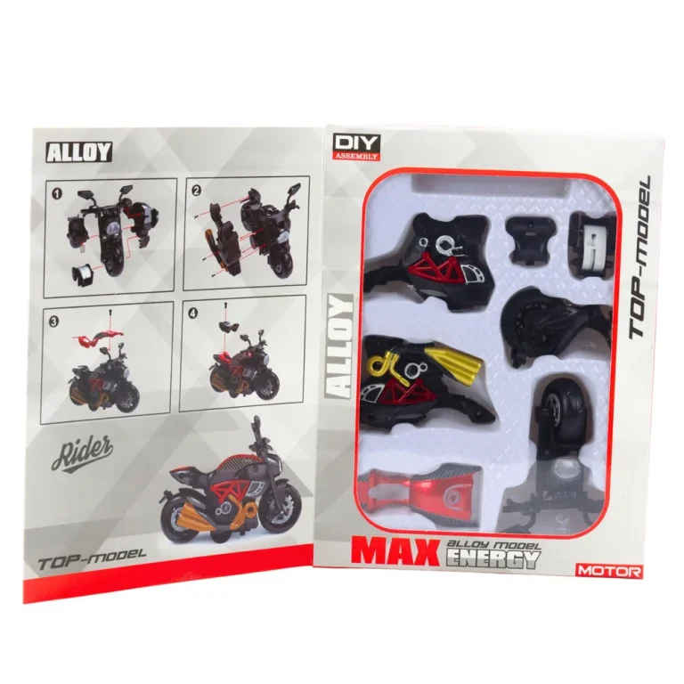 Motocikl Za Sastavljanje Od Uvijajućeg Metala 1:14 Diy Crveni 3